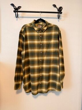 RedHead Olive and Cream Plaid Button-Down Shirt size 2XLT